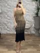 Knitted GoldenThread Midi Dress/Gold&Black