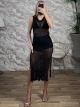 Knitted Sleeveless Dress-11/Black