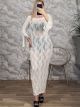 Knitted CabbanaSleeves Maxi Dress-8072/White