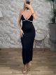 TwoTone Maxi Dress-147651/Black&White