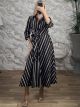 Striped Cotton Closs Maxi Dress-124885/Black