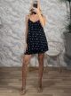 Polka Dot Sleeveless Shorts Set-93121/Black