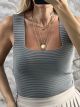 Knitted Ribbed Top/Grey