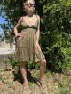 Viscose Open Back Mini Dress-2532/Khaki