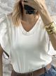 Big Ruffled Sleeves T-Shirt/White-Blue&Red
