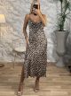 Drape Satin Animal Dress/Leopard