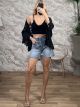 Crochet KippurSleeves Kimono-2611/Black