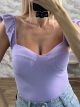 RuffleSleeves Cups Top-41003/Lilac