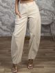 Barrel Highwaist Pants-25719/Beige