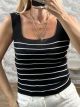 Knitted Stripes WideStraps Top/Black