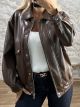 Long Bomber Jacket-70235/Chocolat