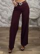 W-Wideleg Belt Denim Pants-178819/Burgundy