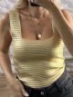 Metallic Knitted Ribbed Top-1500/Gold