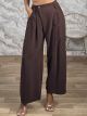 Viscose CrossedButton Office Pants-26563/Chocolat