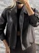 Side Zipper Leather Jacket-6709-1/Chocolat