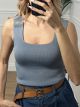 Knitted Classic Top/Blue-Grey