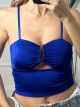 Lycra Elastic Crop Top/Royal Blue