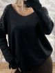 Strass Shoulders Sweater/Black