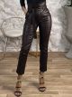 Leather Tight Pants Belt/Chocolat