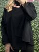 Asymmetrical Oversized Sweatshirt-6024/Black