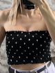 Wasp Nest Polka Dot Strapless Top-3648/Black