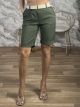 Cuffed Highwaist Belt Long Shorts-1517/Khaki
