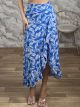 Midi Wrap Skirt/Feathers Blue