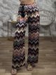 Highwaist Satin Elastic Pants/Chevron