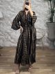 Viscose GoldPrint CabbanaSleeves Boho Dress-8027/Black