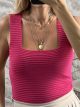 Knitted Ribbed Top/Fucsia