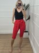 Skinny Belt Shorts-21066/Red
