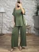 Wide Plus Size Elastic Set-5659/LIght Khaki