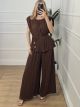 Pleated Pads Set-Plus Size/Chocolat