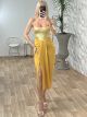 Elastic Midi Skirt-Mono/Yellow