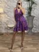 Silk Mini Openback Dress-Gold Flowers-2514/N4