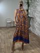 Viscose Sleeveless Dress 530-B11/Orange-Blue