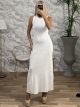 Maxi Sleeveless Knitted Dress/White