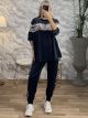 Velvet Leopard Stripe Set/Dark Blue