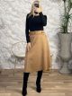 Suede Midi Belt Skirt/Camel