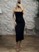 Lycra Strapless Elastic Midi Dress/Black