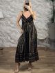 Viscose Gold Print Boho Dress-2539-2/Black