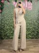 Vest Zipper Jumpsuit/Beige