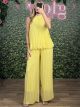 High Neck Pleated Set/Yellow