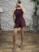 Viscose Belt Playsuit-20145/Burgundy