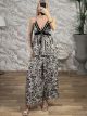 Silk GoldPrint Top&Pants Set-250035/Black&White
