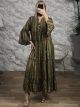 Viscose GoldPrint CabbanaSleeves Boho Dress-8027/Khaki
