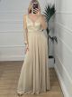Muslin Bust Sequin Dress/Beige