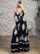 Viscose Deep WrapBust Maxi Dress-6062/Black&White