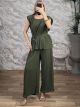 Pleated Pads Set-Plus Size/Khaki