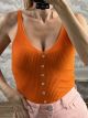 Sleeveless Knitted Button Top-1084/Orange